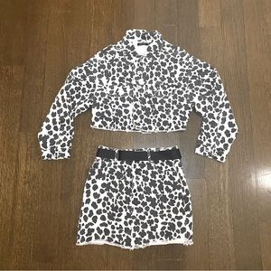 I Saw It First White Leopard Print Denim Co-ord Set Size 6